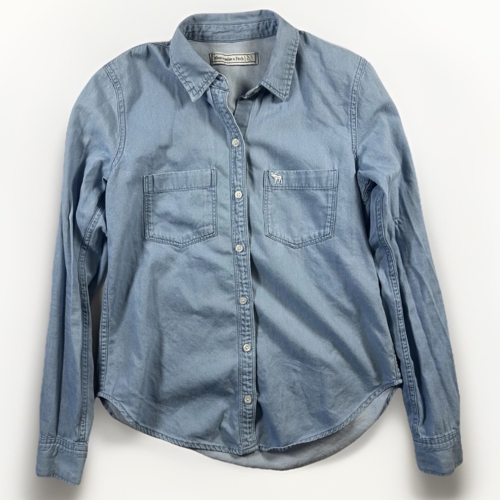 Abercrombie & Fitch Denim Button Down Oversized Y2K Light Wash Womens Size XS